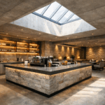 店舗開業を想定したモダンカフェ内装デザインの店舗空間